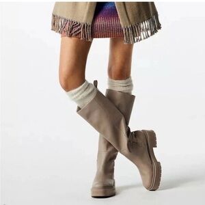 Sam Edelman Larina Beige Boot Size 9.5 Waterproof Platform Knee High Fisherman